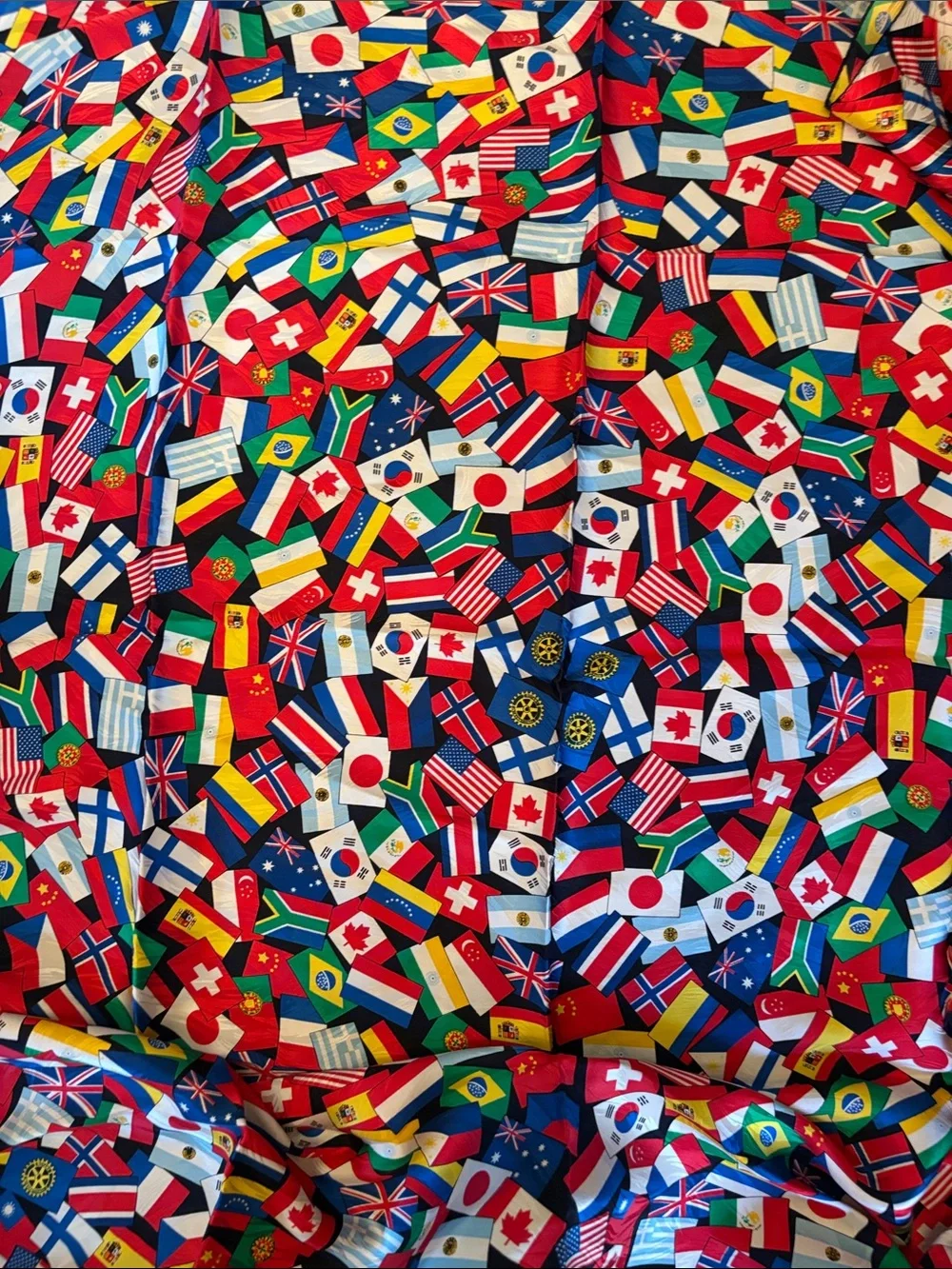Russell Hampton vintage silk international rotary flag scarf wrap
